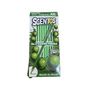 Scentos No. 2 Scented Pencils NEW Green Apple 10 Pack Scratch Sniff School